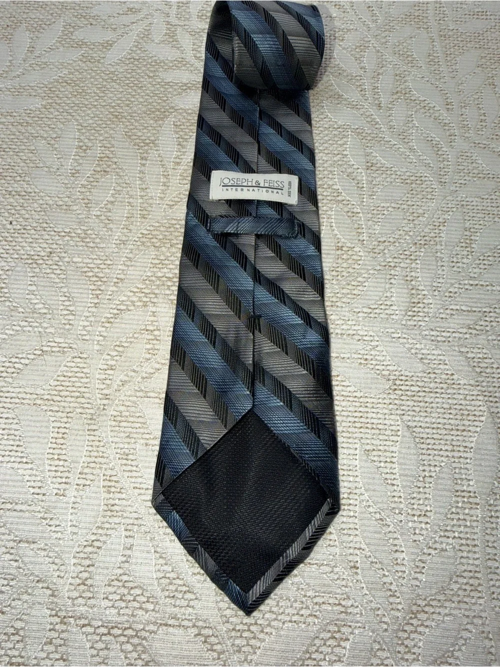 Joseph & Feiss International 100% Men's Diagonal Stripe Tie in Gray and Blue